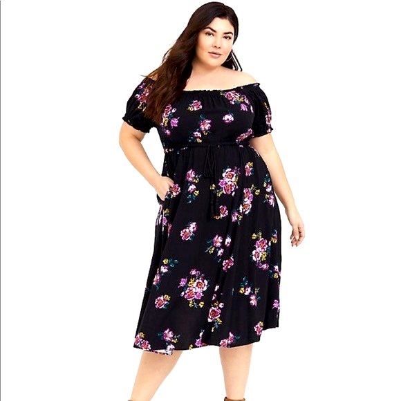 torrid black dress with flowers